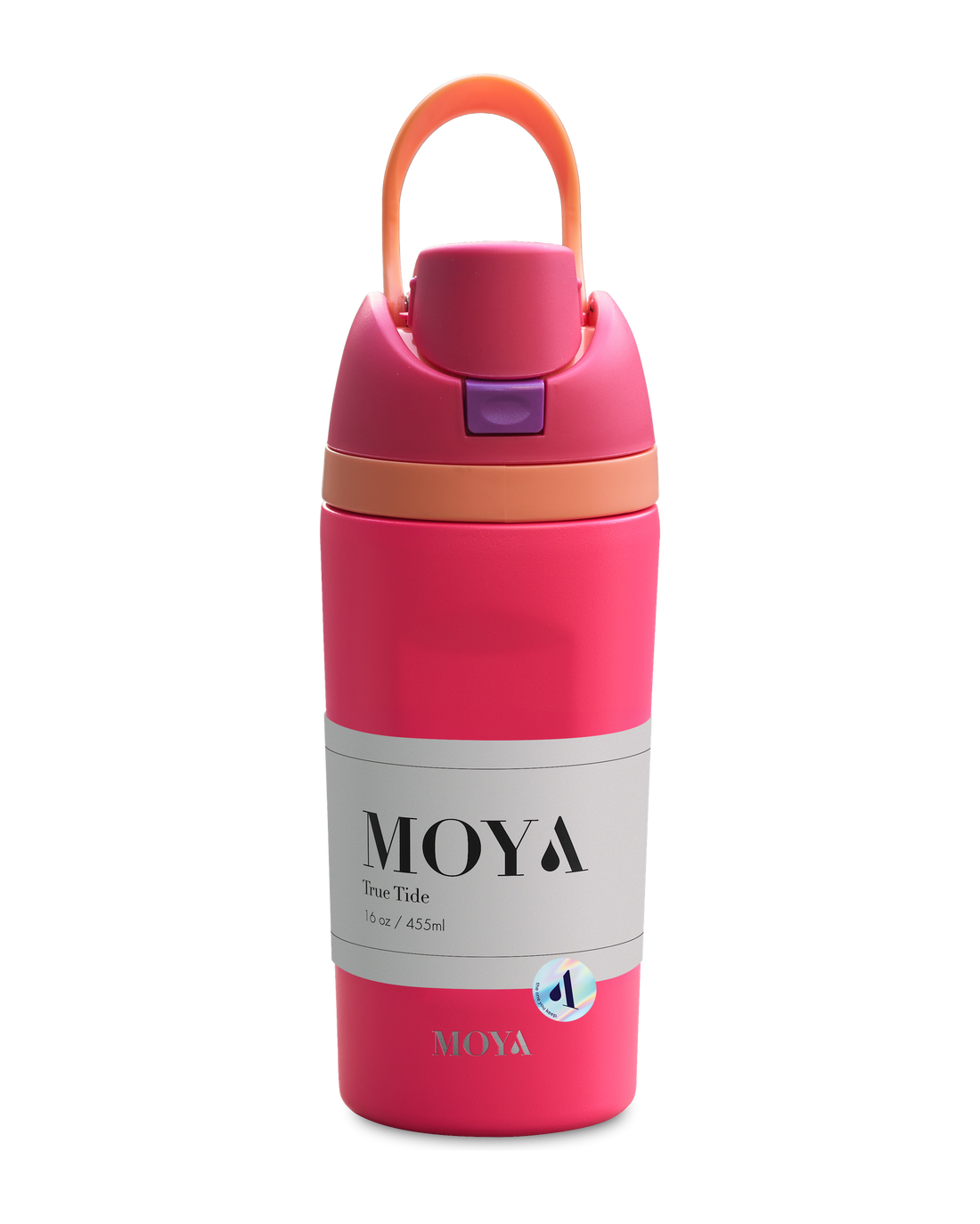 Moya True Tide 16oz water bottle in pink