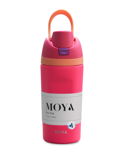 Moya True Tide 16oz water bottle in pink