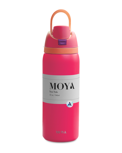 Moya True Tide 32oz water bottle in pink