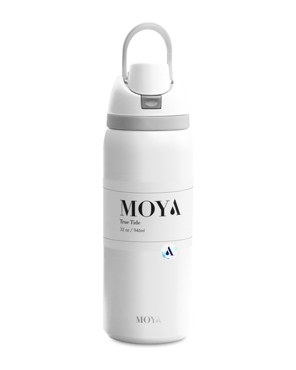 Moya True Tide 32oz water bottle in white